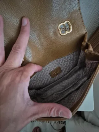 Bolso piel Tous marrón y dorado