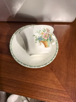 Taza y plato Canasto Flores La Cartuja Pickman