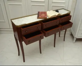 Consola antigua mármol y madera