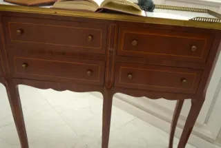 Consola antigua mármol y madera