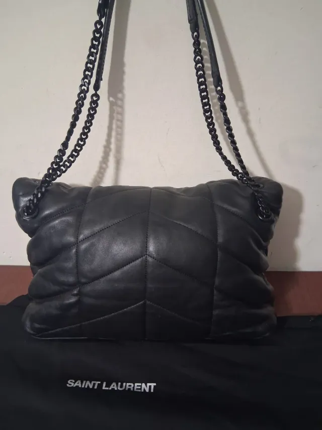 Bolso YSL Negro Piel Acolchado Cadena