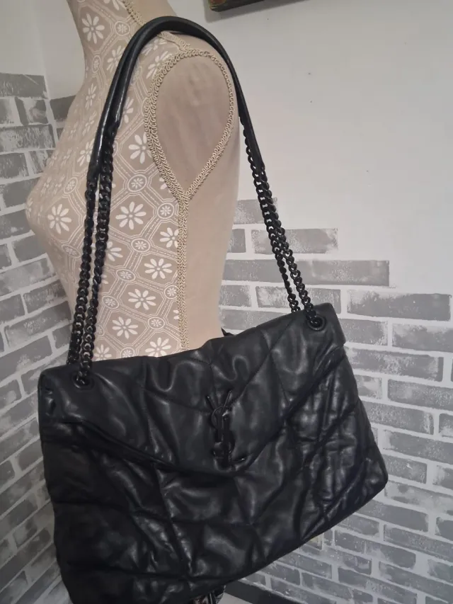 Bolso YSL Negro Piel Acolchado Cadena