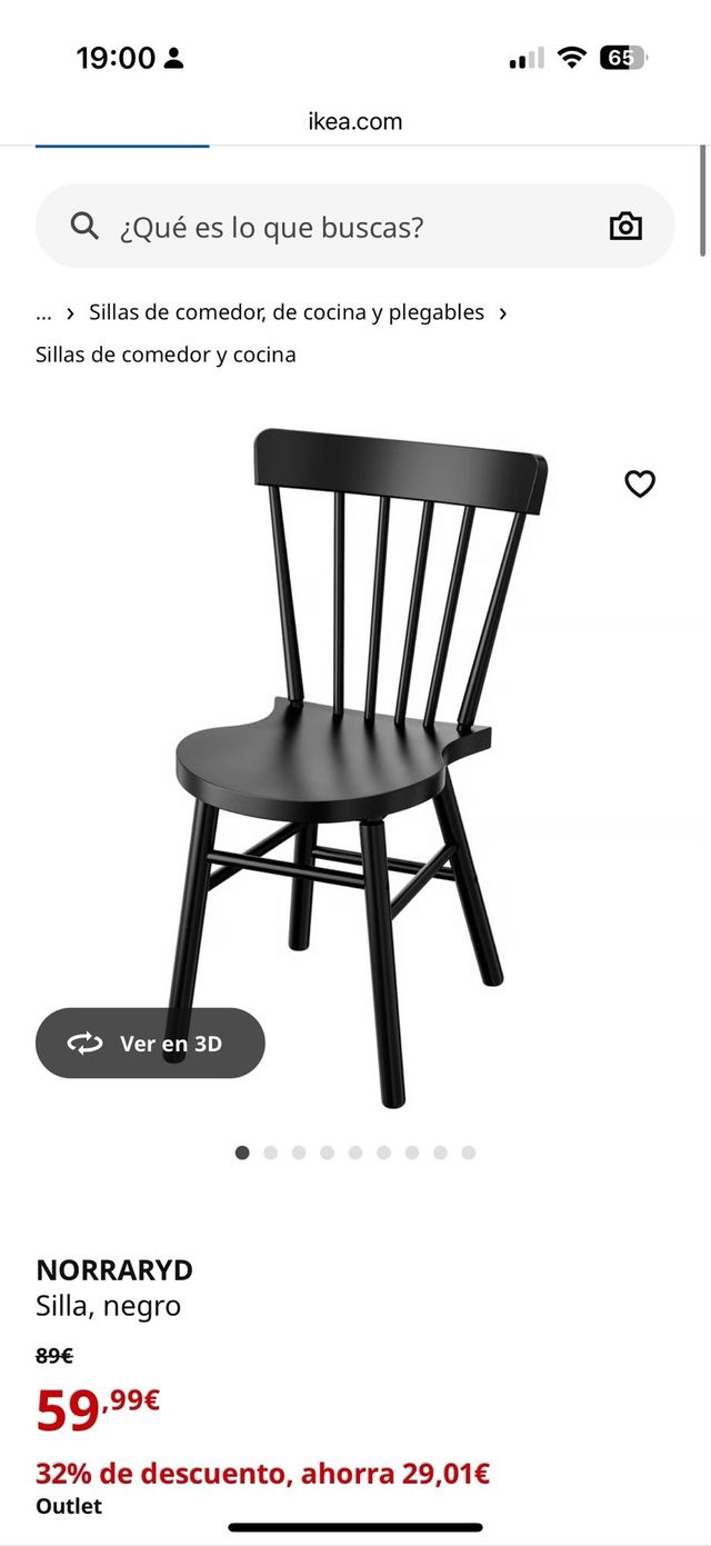 6 Sillas de Comedor Negras NORRARYD - negociable