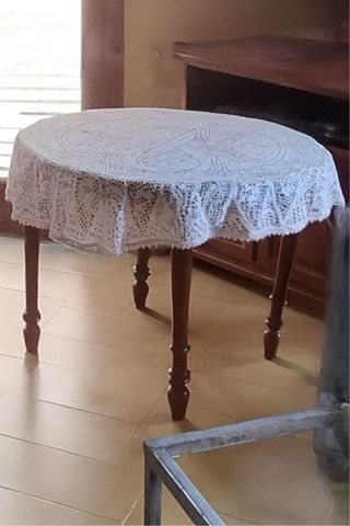 Mesa camilla redonda de madera + base brasero