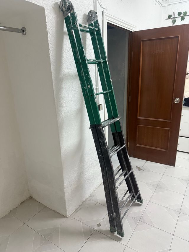 Escalera de mano verde y negra