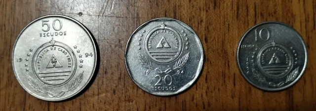 Serie 3 Monete Escudos Capo Verde 10, 20, 50