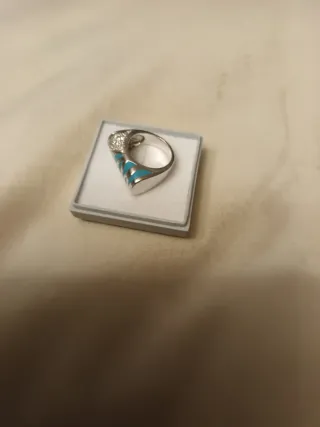 Anillo Plata 925 Rodio Turquesa Diseño