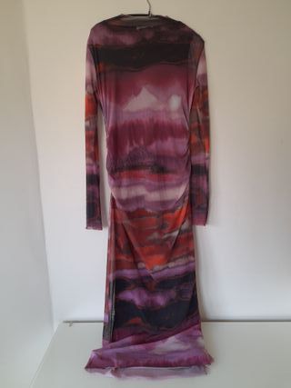 Vestido malla estampado morado y rojo
