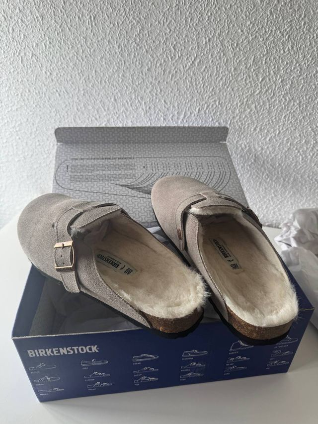 Birkenstock invierno beige/gris