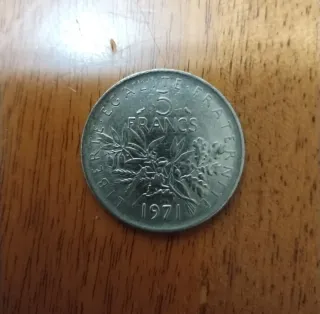 Moneta 5 Franchi Francesi 1971