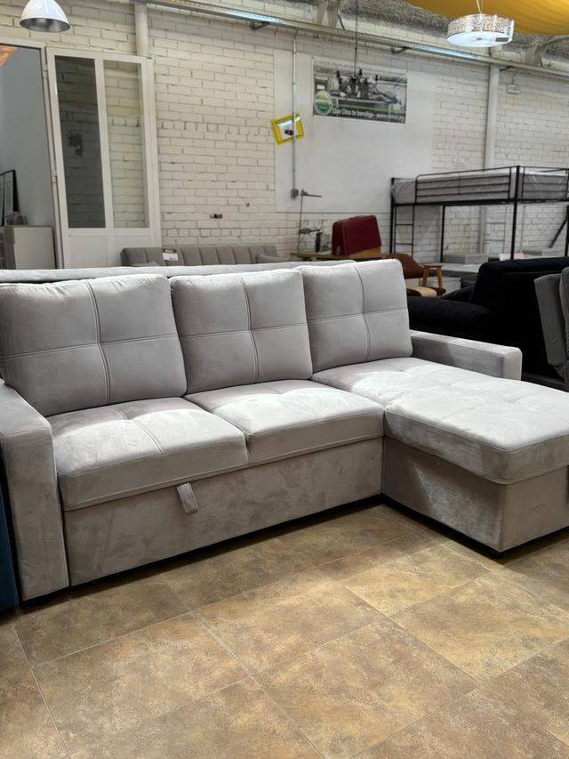 Sofá Cama Chaiselongue Gris Reversible