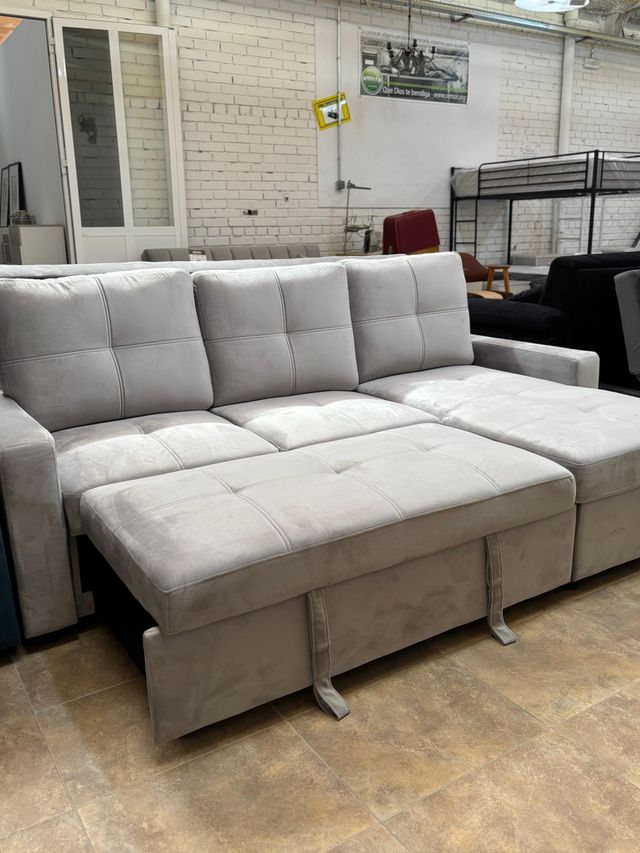 Sofá Cama Chaiselongue Gris Reversible