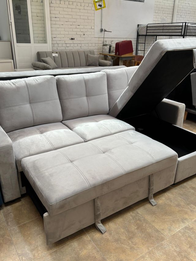 Sofá Cama Chaiselongue Gris Reversible