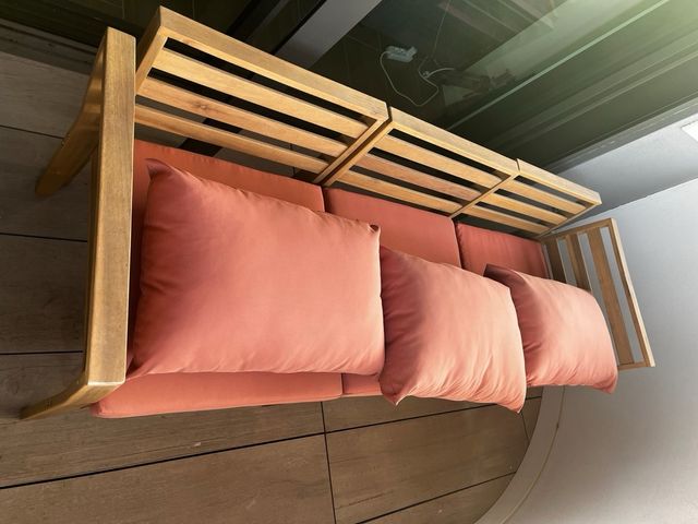 Sofá Terraza Sklum Madera y Cojines Terracota