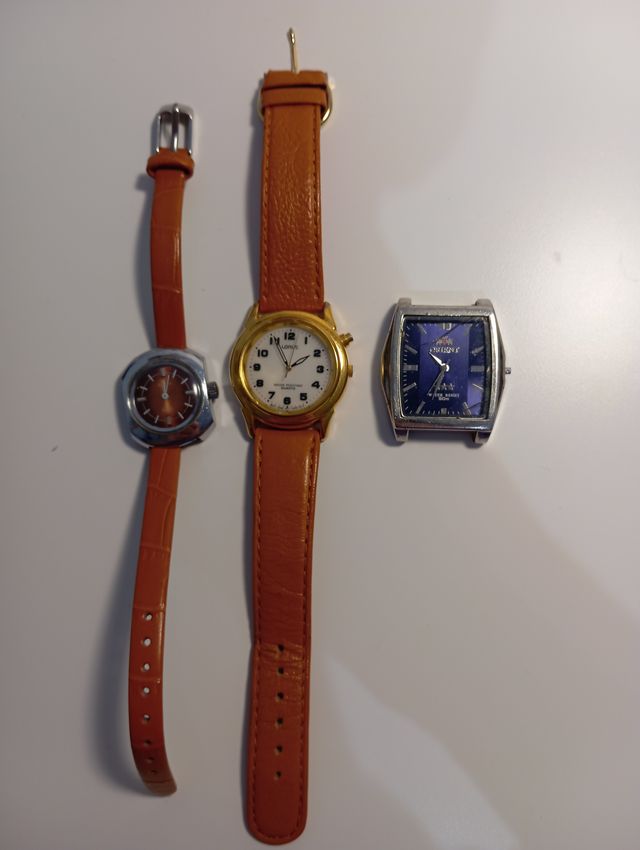 Lote 3 Relojes Correa Marrón y Dorado
