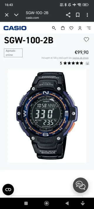 Casio SGW-100 Reloj Digital Brújula