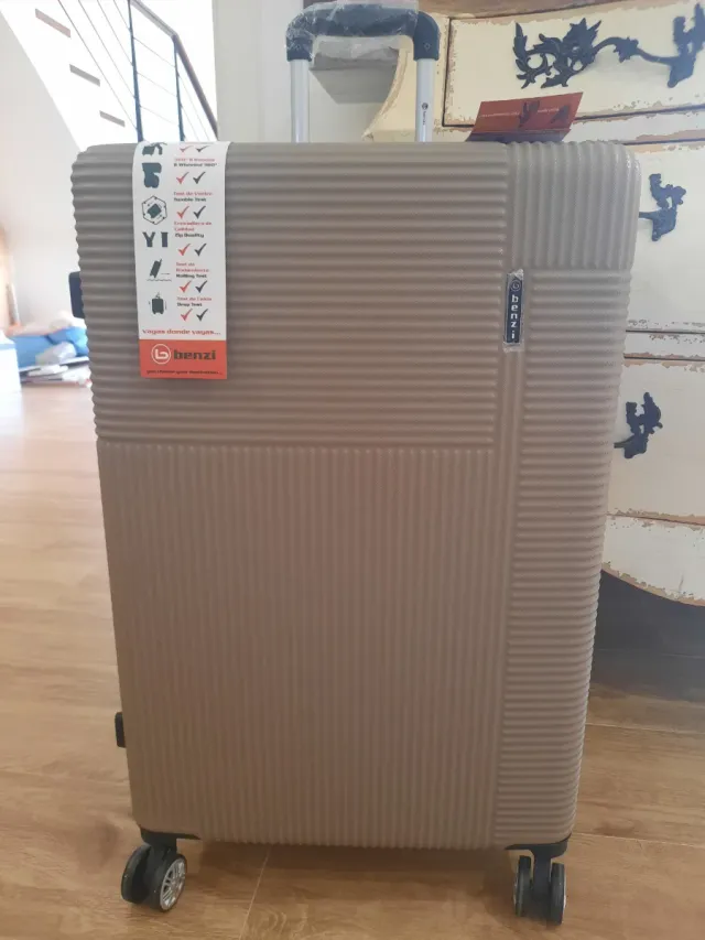 Maleta Benzi Beige/Marrón Sin Estrenar. Tamaño L