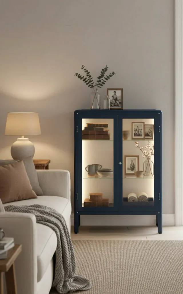 Vitrina Ikea azul-negro