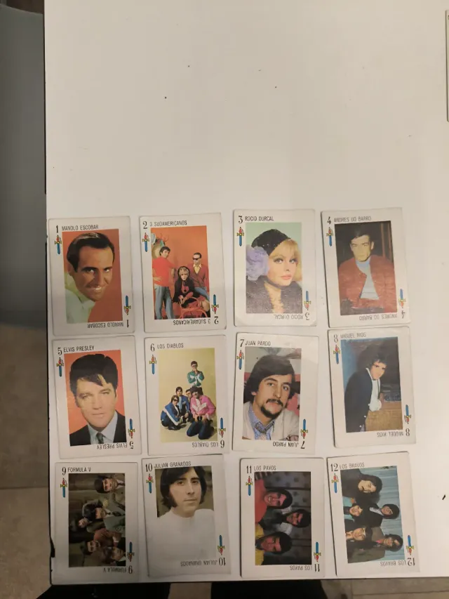 Juego de cartas 1970 Cantantes Famosos.