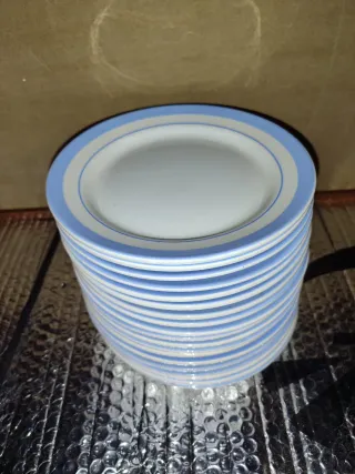 19 Platos Postre Porcelana Azul y Blanco