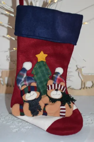 Calcetín Botas Navideñes con  Osos y Árbol