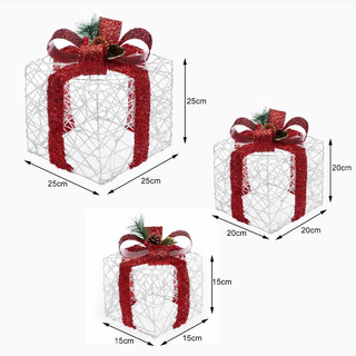 Set 3 Pacchetti Pacchi Regalo Luminosi di Natale c