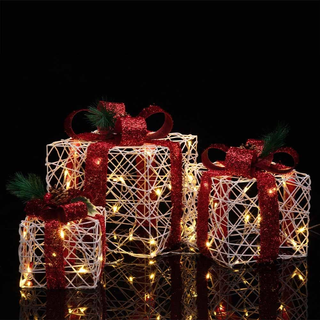 Set 3 Pacchetti Pacchi Regalo Luminosi di Natale c
