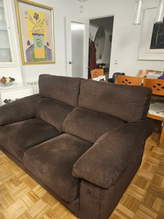 Divano 3+2 posti in tessuto marrone
