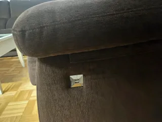 Divano 3+2 posti in tessuto marrone