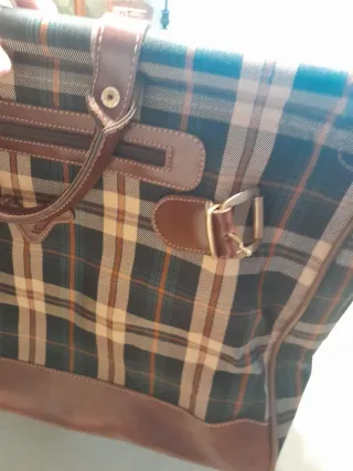 Bolsa de viaje cuadros marrón y verde