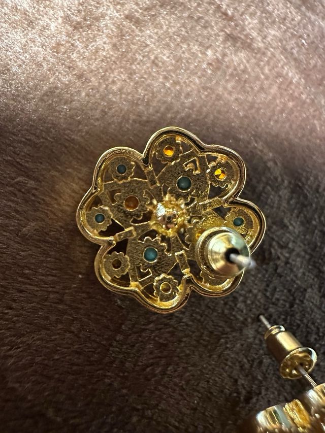 Conjunto Pulsera y Pendientes Flor Turquesa