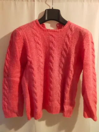 Maglione bambina rosa con trecce
