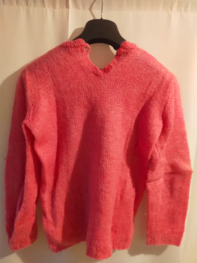 Maglione bambina rosa con trecce