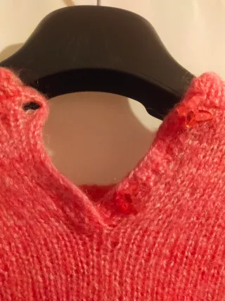 Maglione bambina rosa con trecce