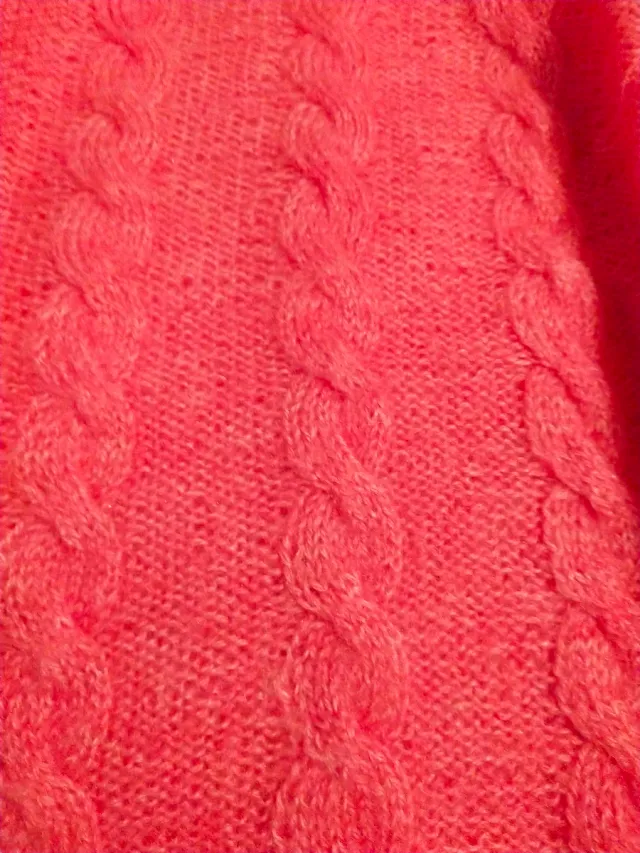 Maglione bambina rosa con trecce