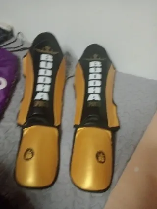 Espinilleras Kick Boxing Doradas Talla M