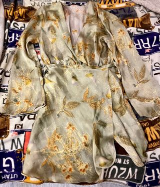 Vestido kimono verde estampado floral talla S