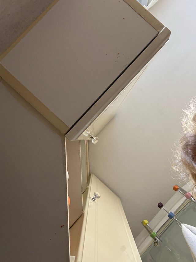 Due armadi angolari da bagno con ripiani