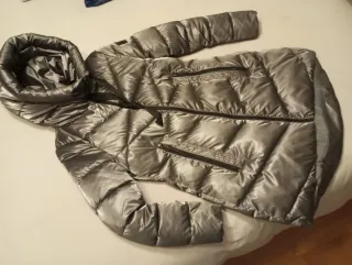 Abrigo Plumas Mujer Plata