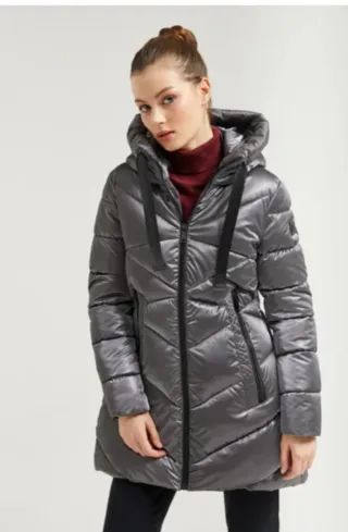 Abrigo Plumas Mujer Plata