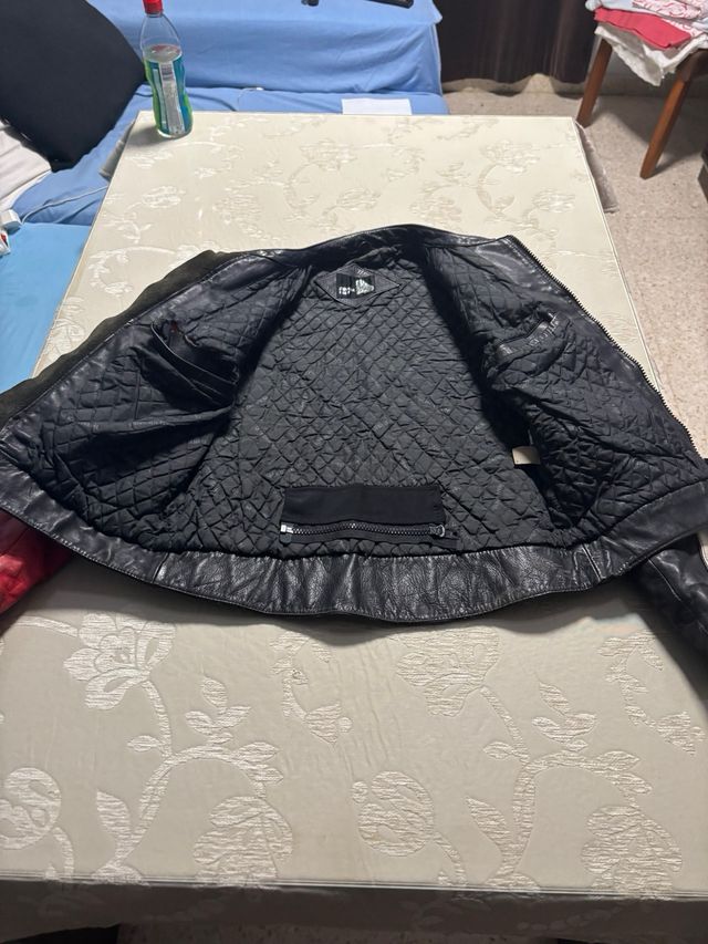 Chaqueta Moto Cuero Tricolor Talla L