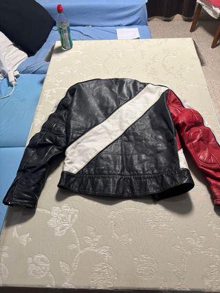 Chaqueta Moto Cuero Tricolor Talla L