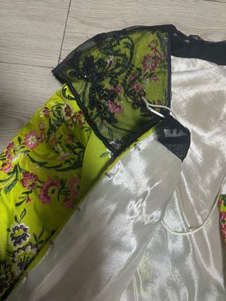 Traje Fallera Seda Brocada Verde Siglo XVIII