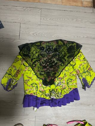 Traje Fallera Seda Brocada Verde Siglo XVIII