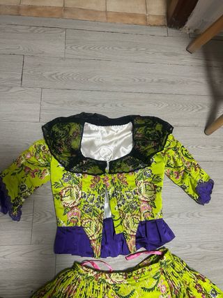 Traje Fallera Seda Brocada Verde Siglo XVIII
