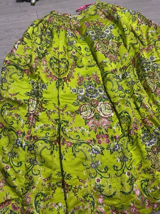 Traje Fallera Seda Brocada Verde Siglo XVIII