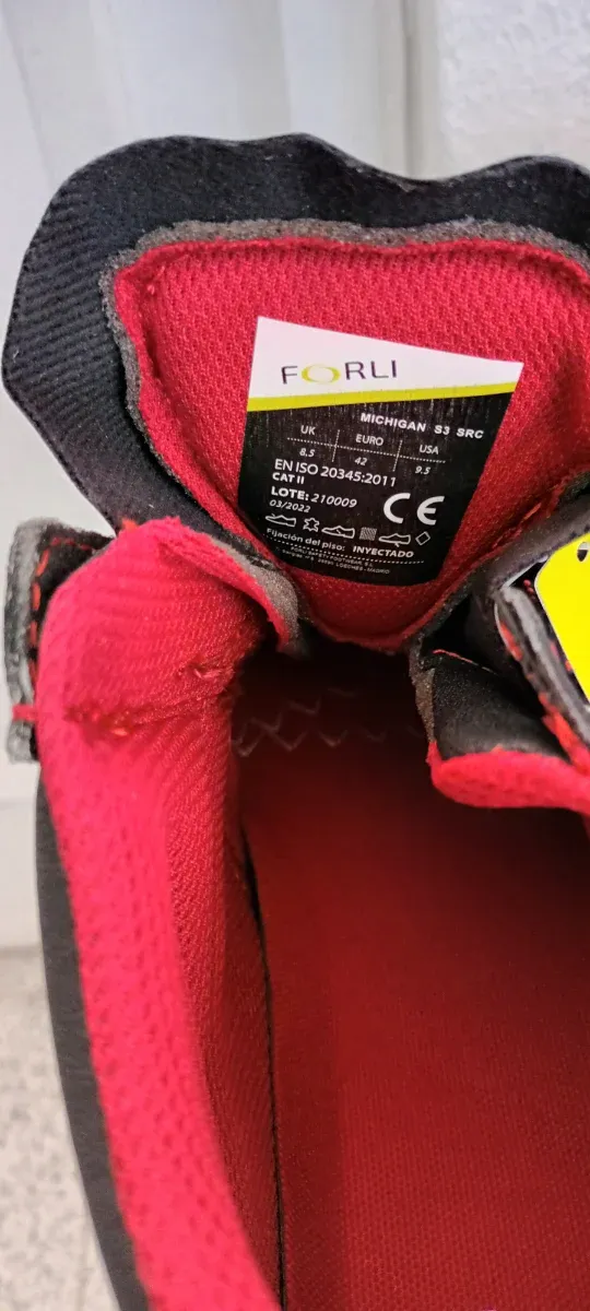 Botas de seguridad FORLI Talla 42 Negras/Rojas