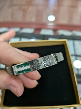 Pulsera Betis Plata y Acero Ajustable