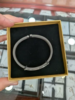 Pulsera Betis Plata y Acero Ajustable