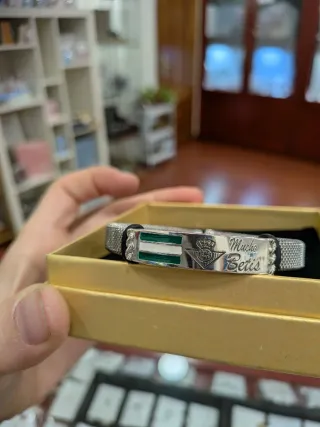 Pulsera Betis Plata y Acero Ajustable